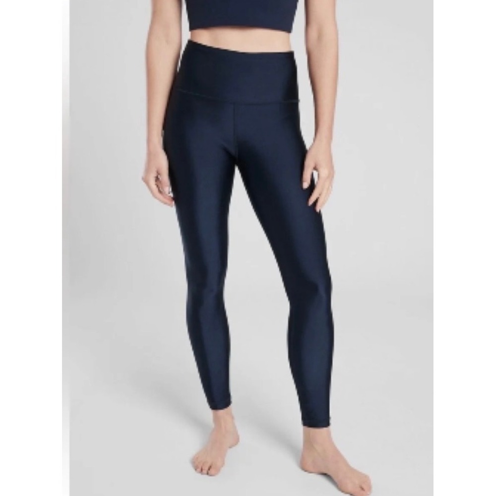 Athleta Elation Sheen Leggings XL Navy High Rise 7/8 Stretch Yoga‎